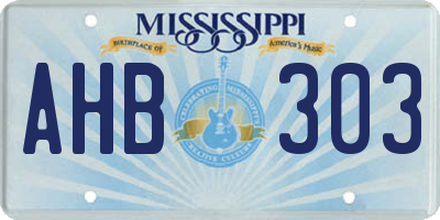 MS license plate AHB303