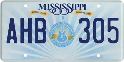 MS license plate AHB305