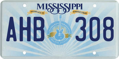 MS license plate AHB308