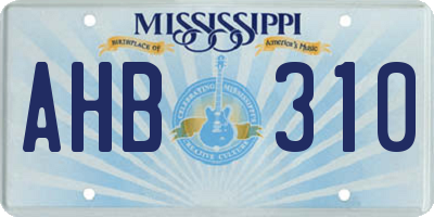 MS license plate AHB310