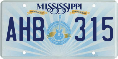 MS license plate AHB315