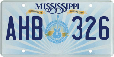 MS license plate AHB326