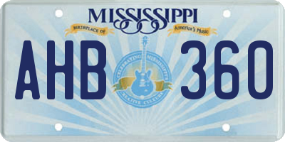 MS license plate AHB360