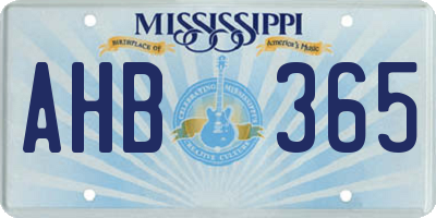 MS license plate AHB365