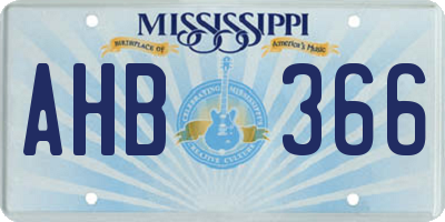 MS license plate AHB366