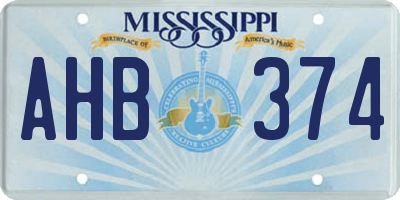 MS license plate AHB374