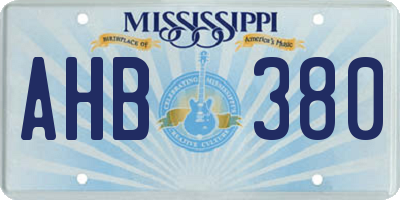 MS license plate AHB380
