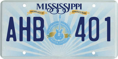MS license plate AHB401
