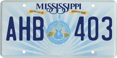 MS license plate AHB403