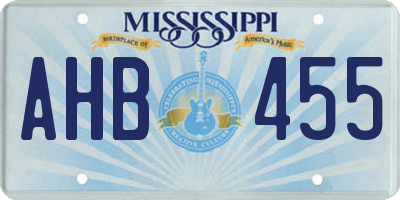 MS license plate AHB455