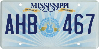 MS license plate AHB467