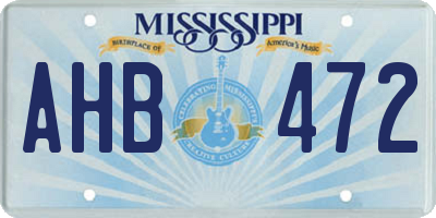 MS license plate AHB472
