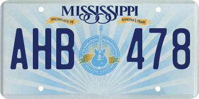 MS license plate AHB478