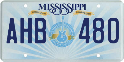MS license plate AHB480