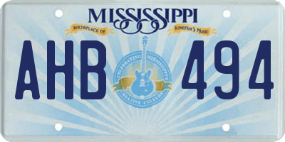 MS license plate AHB494