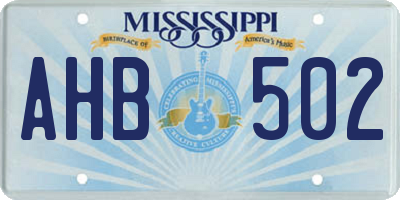MS license plate AHB502