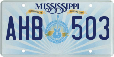 MS license plate AHB503