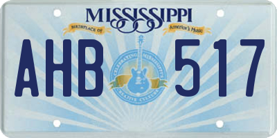 MS license plate AHB517