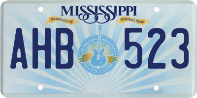 MS license plate AHB523
