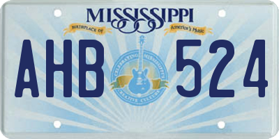 MS license plate AHB524