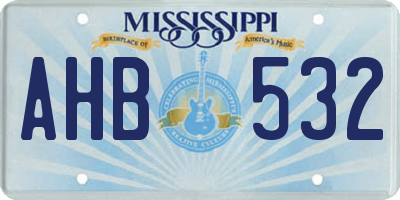 MS license plate AHB532