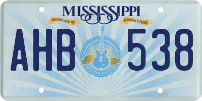 MS license plate AHB538