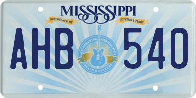 MS license plate AHB540
