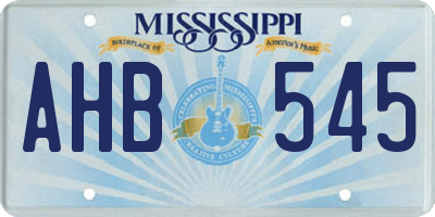 MS license plate AHB545