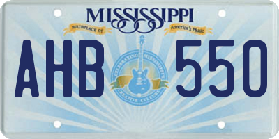 MS license plate AHB550