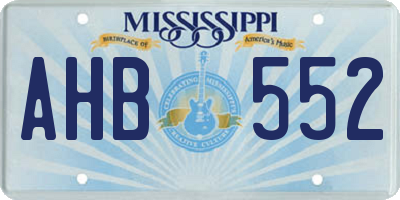 MS license plate AHB552