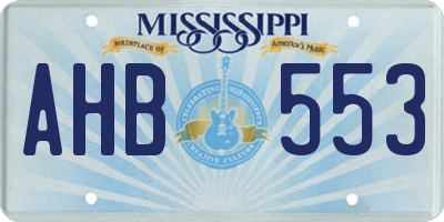 MS license plate AHB553