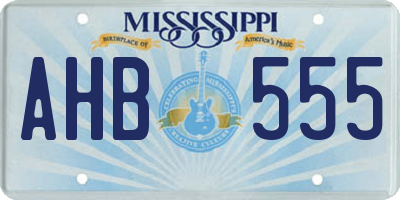 MS license plate AHB555