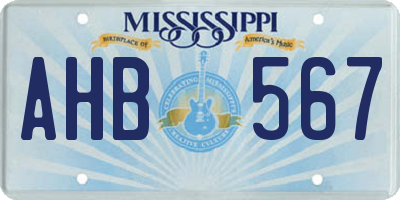 MS license plate AHB567
