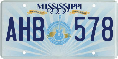 MS license plate AHB578