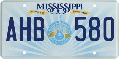 MS license plate AHB580