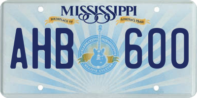 MS license plate AHB600
