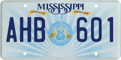 MS license plate AHB601