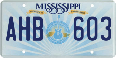 MS license plate AHB603
