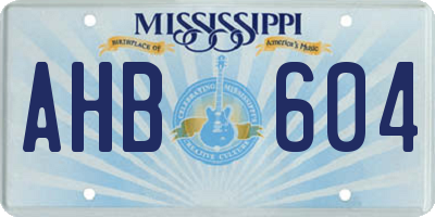 MS license plate AHB604