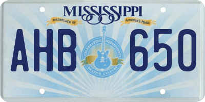 MS license plate AHB650