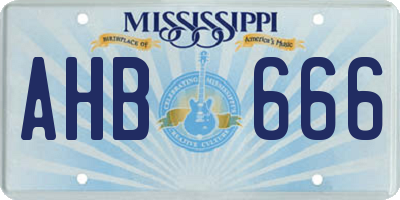 MS license plate AHB666