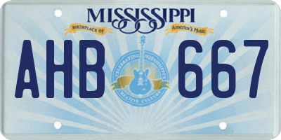 MS license plate AHB667