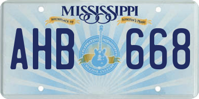MS license plate AHB668