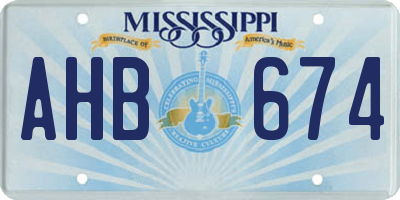MS license plate AHB674