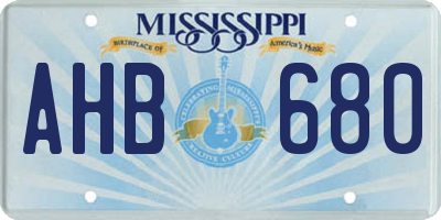 MS license plate AHB680