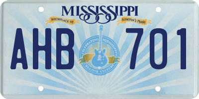 MS license plate AHB701
