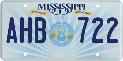 MS license plate AHB722