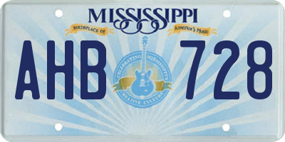 MS license plate AHB728