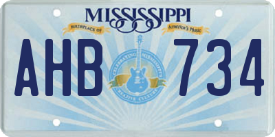 MS license plate AHB734