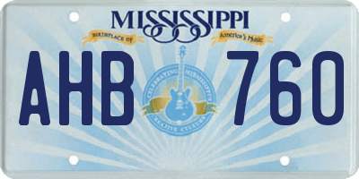 MS license plate AHB760